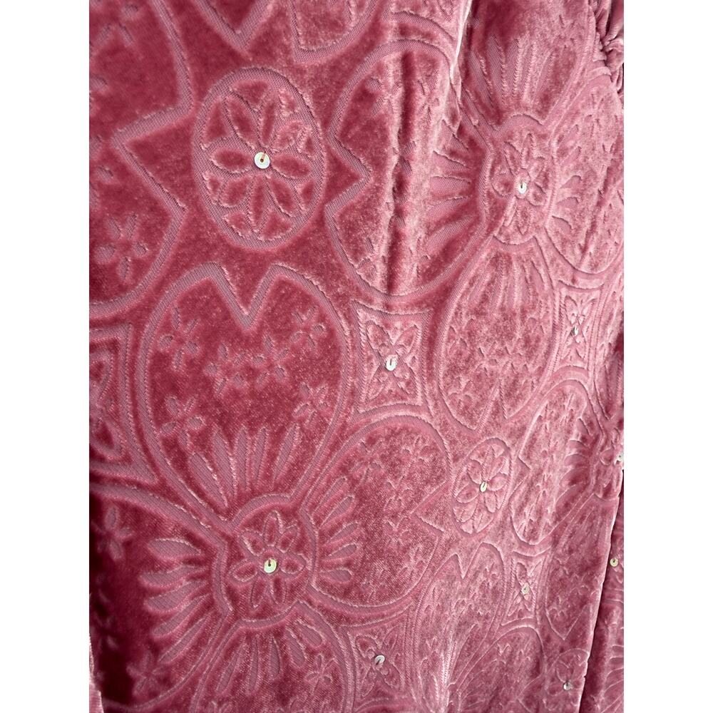 Boden Womens Silk Midi Dress Size 18 Burnout Velvet Dusty Pink Long Sleeve Fairy - Picture 9 of 16